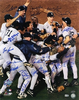 1998 New York Yankees World Series Champions Team Signed 16x20 Photo with 21 Signatures Including Derek Jeter, Mariano Rivera, Tim Raines & Torre - Team of the Century (MLB Authenticated & Steiner)
